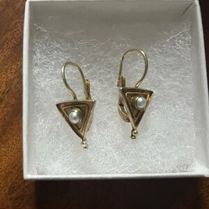 Vermeil sterling silver earrings with real pearls